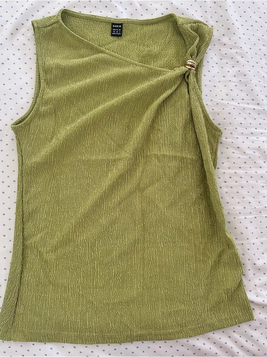 SHEIN Tops - SHEIN Green Ribbed Tank Top | Twist Detail | Sleeveless | Size XS